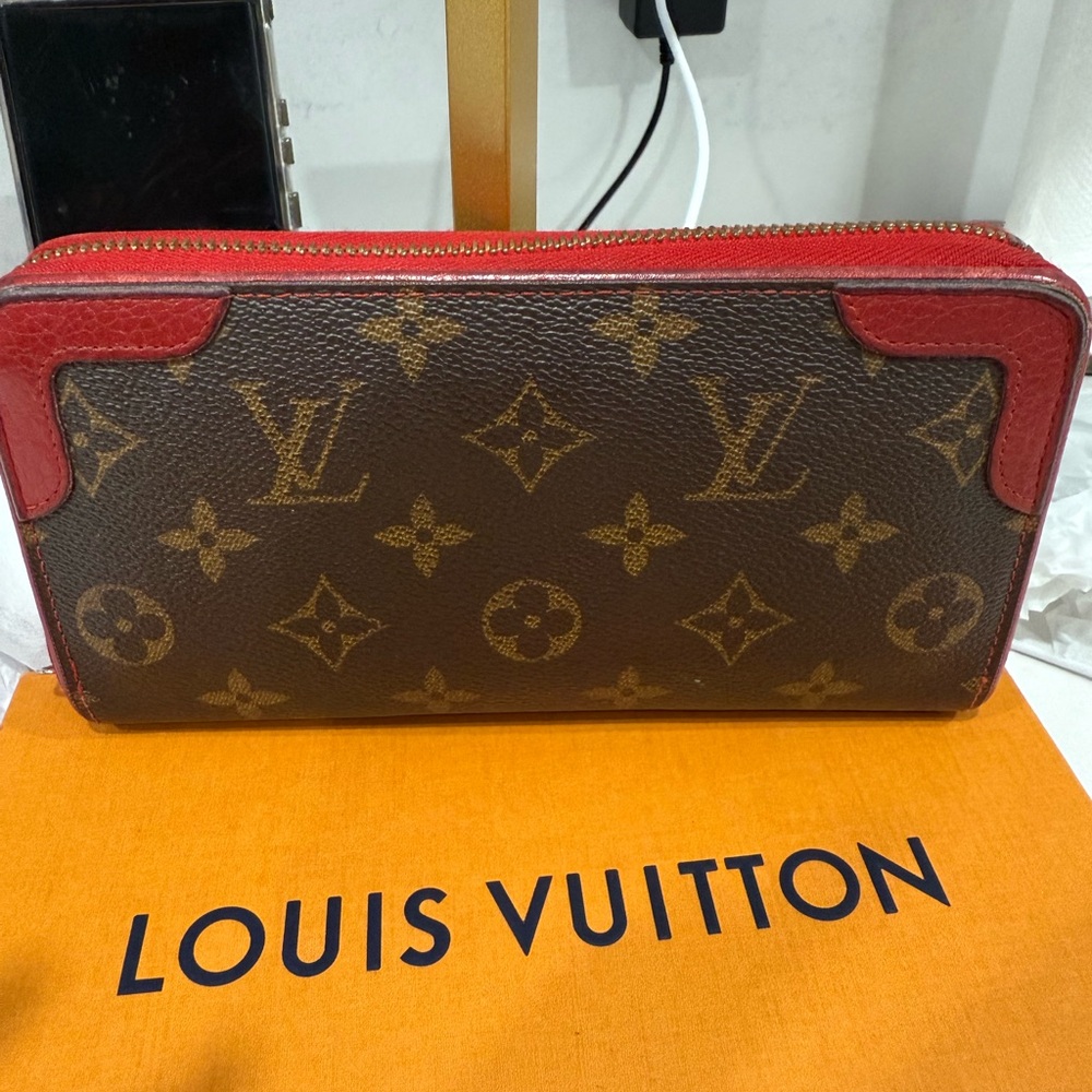 Louis Vuitton Brown and Red Monogram Wallet